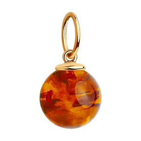 Подвеска SOKOLOV - Золото 585, Янтарь пресс. (арт. 732353)