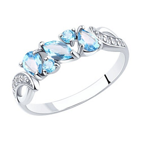 Кольцо SOKOLOV - Серебро 925, Топаз, Фианит (арт. 92011590)