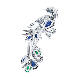 Брошь SOKOLOV - Серебро 925, Агат, Синтетический сапфир , Фианит (арт. 88040001)