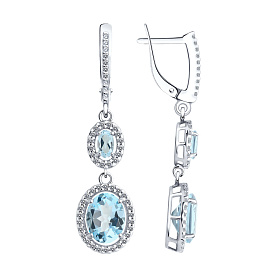Серьги Diamant - Серебро 925, Топаз, Фианит (арт. 94-321-02046-1)