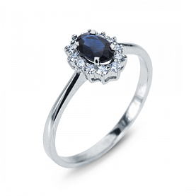 Кольцо Platinum Lab. - Платина 950, Сапфир, Бриллиант (арт. ПК-206С-01)