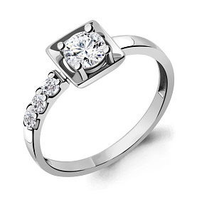 Кольцо Аквамарин - Серебро 925, Фианит (арт. 688161А.5)