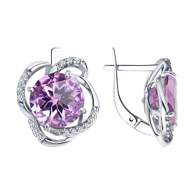Серьги Diamant - Серебро 925, Аметист, Фианит (арт. 94-320-01920-1)