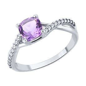 Кольцо SOKOLOV - Серебро 925, Аметист, Фианит (арт. 92014618)