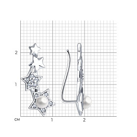 Серьги SOKOLOV - Серебро 925, Жемчуг имитация, Фианит (арт. 94022673)