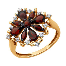 Кольцо Diamant - Золото 585, Гранат, Фианит (арт. 51-310-02484-1)
