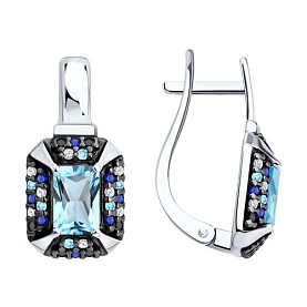 Серьги SOKOLOV - Серебро 925, Топаз, Фианит (арт. 92025390)