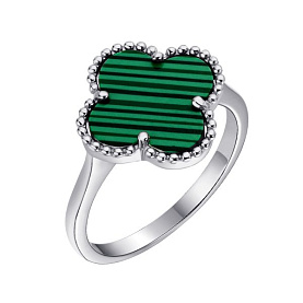 Кольцо FRESH - Серебро 925, Малахит (арт. TC-R206-1-X-W-Mal-X-X)