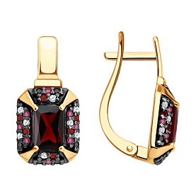 Серьги SOKOLOV - Серебро 925, Гранат, Синтетический рубин, Фианит (арт. 92023280)