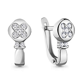 Серьги Аквамарин - Серебро 925, Фианит (арт. 48070А.5)