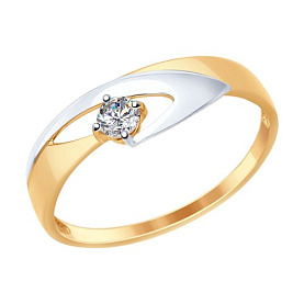 Кольцо SOKOLOV - Золото 375, Фианит (арт. 017288-4)