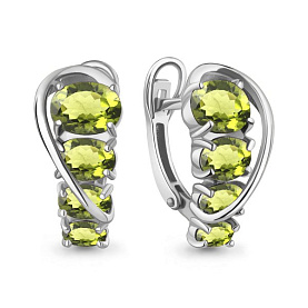 Серьги Аквамарин - Серебро 925, Хризолит (арт. 45013807.5)