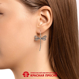 Серьги Красная пресня - Серебро 925 (арт. 33017334)