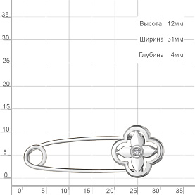 Булавка Аквамарин - Серебро 925, Фианит (арт. 77536А.5)