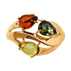 Кольцо Diamant - Серебро 925, Янтарь пресс. (арт. 93-310-00456-2)