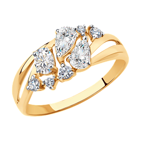 Кольцо SOKOLOV - Золото 375, Фианит (арт. 018512-4)