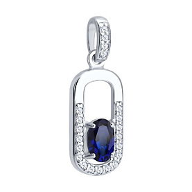 Подвеска SOKOLOV - Серебро 925, Синтетический сапфир , Фианит (арт. 88030019)