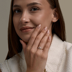 Кольцо SOKOLOV - Золото 585, Горный хрусталь, Фианит (арт. 717351)