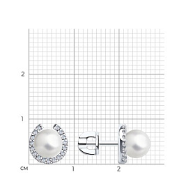 Серьги SOKOLOV - Серебро 925, Жемчуг имитация, Фианит (арт. 94021726)