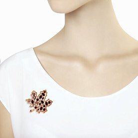 Брошь SOKOLOV - Серебро 925, Гранат, Фианит (арт. 92040100)