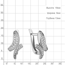 Серьги Аквамарин - Серебро 925, Фианит (арт. 400836А.5)