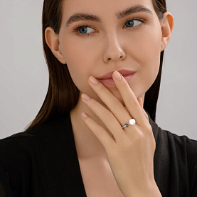 Кольцо SOKOLOV - Серебро 925, Жемчуг имитация, Фианит (арт. 94014416)