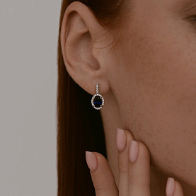 Серьги SOKOLOV - Серебро 925, Синтетический сапфир , Фианит (арт. 88020082)