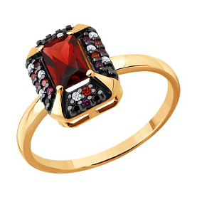 Кольцо SOKOLOV - Серебро 925, Гранат, Синтетический рубин, Фианит (арт. 92014867)