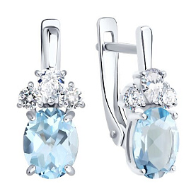 Серьги SOKOLOV - Серебро 925, Топаз, Фианит (арт. 92023197)