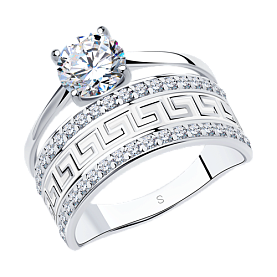 Кольцо SOKOLOV - Серебро 925, Фианит, Эмаль (арт. 94011132)