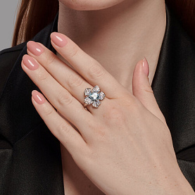 Кольцо SOKOLOV - Серебро 925, Топаз, Фианит (арт. 92014434)