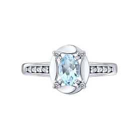 Кольцо SOKOLOV - Серебро 925, Топаз, Фианит (арт. 92014853)