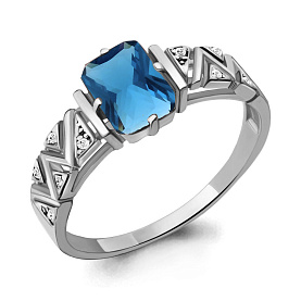 Кольцо Аквамарин - Серебро 925, Синтетический топаз Лонд, Фианит (арт. 6913693А.5)