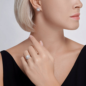 Серьги SOKOLOV - Серебро 925, Жемчуг имитация, Фианит (арт. 94026065)