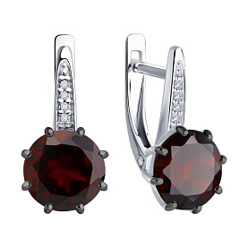 Серьги Diamant - Серебро 925, Гранат, Фианит (арт. 94-320-02040-1)