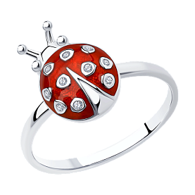 Кольцо SOKOLOV - Серебро 925, Фианит, Эмаль (арт. 94010400)