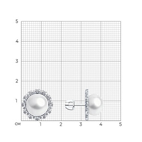 Серьги Diamant - Серебро 925, Жемчуг культивированный, Фианит (арт. 94-322-02678-1)