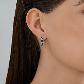 Серьги SOKOLOV - Серебро 925, Синтетический сапфир , Фианит (арт. 88020084)