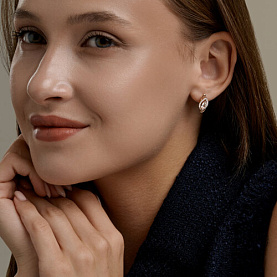 Серьги SOKOLOV - Золото 585, Горный хрусталь, Фианит (арт. 729317)