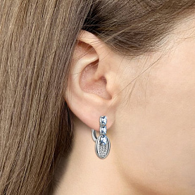 Серьги Аквамарин - Серебро 925, Топаз swiss (арт. 4783305А.5)