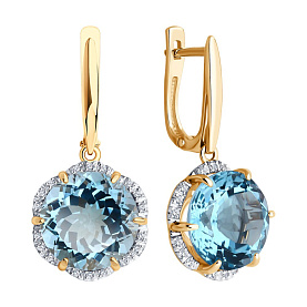 Серьги Diamant - Золото 585, Топаз, Фианит (арт. 51-321-02162-1)