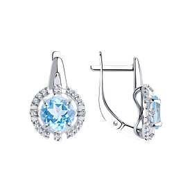 Серьги Diamant - Серебро 925, Топаз, Фианит (арт. 94-320-00679-1)