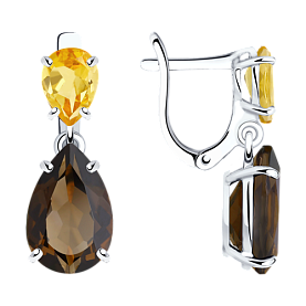 Серьги SOKOLOV - Серебро 925, Раухтопаз, Цитрин (арт. 92021105)