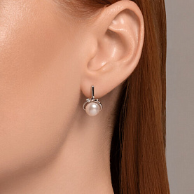 Серьги SOKOLOV - Серебро 925, Жемчуг культивированный, Фианит (арт. 92022994)