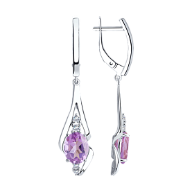 Серьги SOKOLOV - Серебро 925, Аметист, Фианит (арт. 92022254)