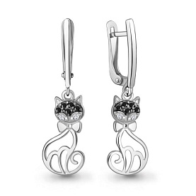 Серьги Аквамарин - Серебро 925, Фианит (арт. 400774АЧ.5)