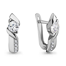 Серьги Аквамарин - Серебро 925, Фианит (арт. 434021А.5)