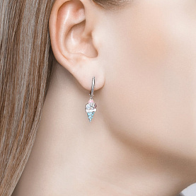 Серьги SOKOLOV - Серебро 925, Синтетический рубин, Фианит, Эмаль (арт. 94022984)