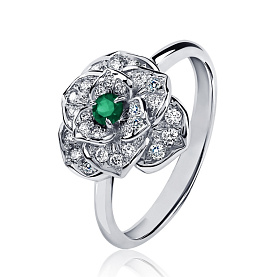 Кольцо Platinum Lab. - Платина 950, Изумруд, Бриллиант (арт. ПК-040И-02)