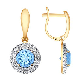 Серьги SOKOLOV - Золото 375, Топаз, Фианит (арт. 37725278)